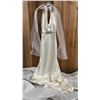 Image 1 : SIZE 6 HALTER STYLE WEDDING DRESS WITH BEADED WAIST & SHOULDERS IN GARMENT BAG