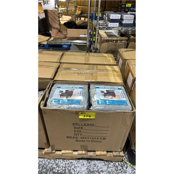 (3) CASES OF LIGHT GREY WING CHAIR COVERS