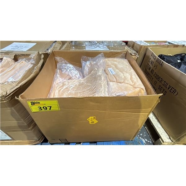 CASE OF CREAM COLORED FLANNEL BLANKETS - 130CM X 150CM