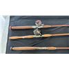 Image 2 : THREE ANTIQUE BAMBOO FISHING RODS WITH 2 REELS