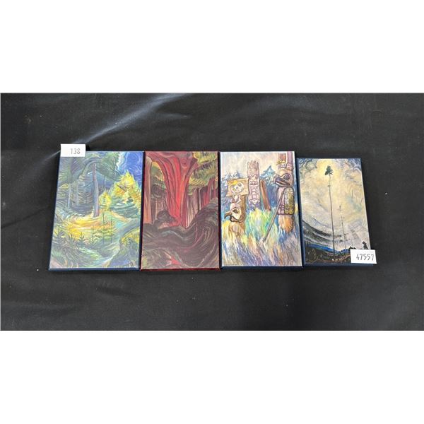 FOUR WEST COAST MINI PRINTS ON WOODEN PLAQUES - LARGEST IS 5"W X 7"H