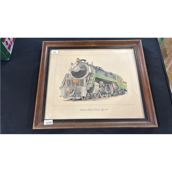 FRAMED CANADIAN NATIONAL "MOUNTAIN TYPE 1944" TRAIN PRINT - APPROX. 19 1/2"W X 16 1/2"H