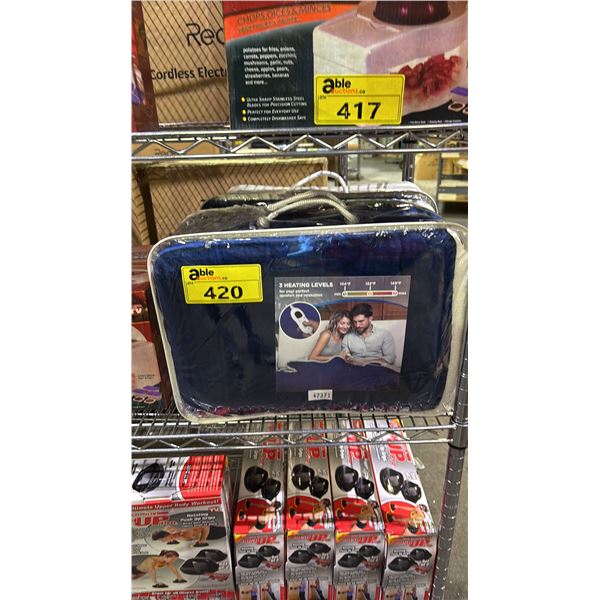TWO BLUE HEATED BLANKETS