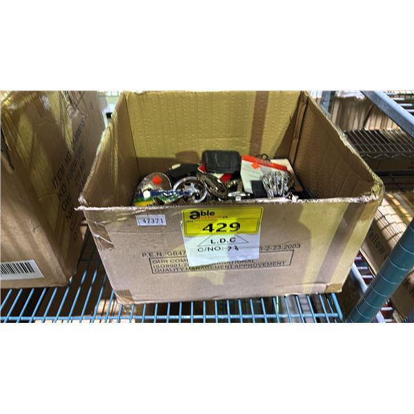 BOX OF ASSORTED BELT BUCKLES & BELT HOLSTERS