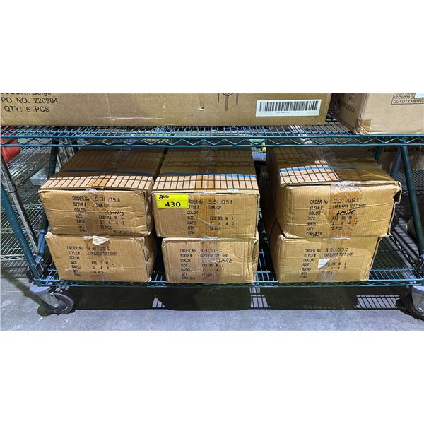 SHELF OF EXTRA EXTRA SMALL, EXTRA SMALL, MEDIUM & LARGE TANK TOPS/ T SHIRTS IN ASSORTED COLORS