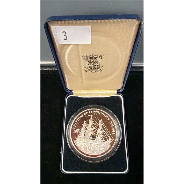 ROYAL MINT 5 OUNCE .999 SILVER COIN - DRAFTING OF CONSTITUTION 1838-1988 50 DOLLAR COIN