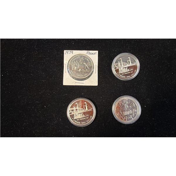 (4) .5 SILVER COINS - 1991, 1991, 1978, 1679-1979
