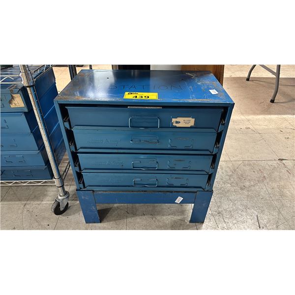 4 DRAWER METAL PARTS ORGANIZER WITH CONTENTS