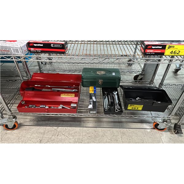 SHELF OF TOOL BOXES WITH SMALL HAND TOOLS
