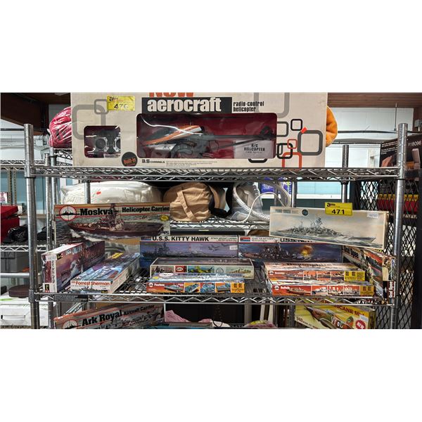 SHELF OF ASSORTED MODEL KITS