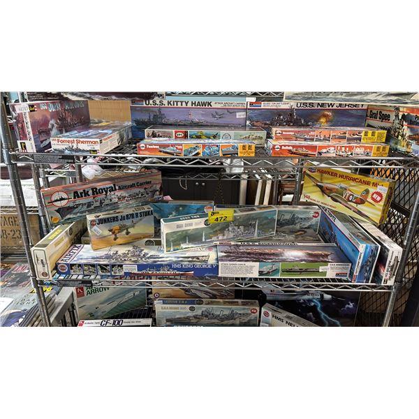 SHELF OF ASSORTED MODEL KITS