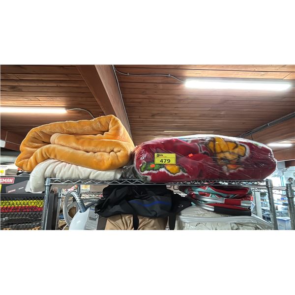 SHELF OF FLEECE BLANKETS