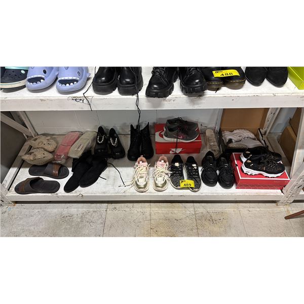 SHELF OF ASSORTED FOOTWEAR IN VARIOUS SIZES