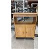 Image 1 : TWO DOOR MOBILE MICROWAVE STAND *ONE WHEEL NEEDS REPAIR*