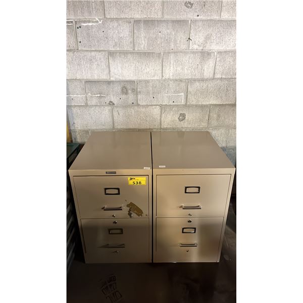 TWO BEIGE METAL STORAGE CABINETS