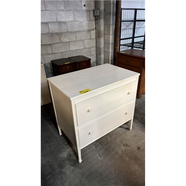 OFF WHITE TWO DRAWER DRESSER - APPROX. 33 1/2"W X 21 1/2"D X 32"H