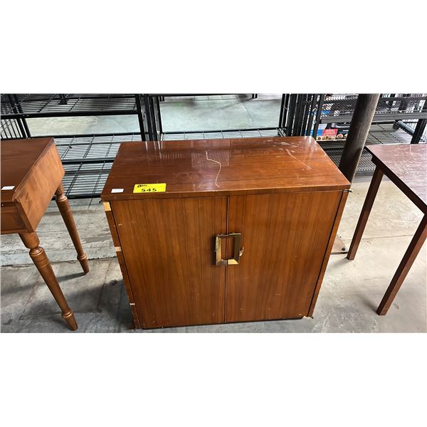 WOODEN TWO DOOR RADIO CABINET - APPROX. 32"W X 16"D X 31"H *CONTENTS INCLUDED*