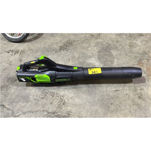 GREENWORKS PRO 80V BATTERY OPERATED BLOWER *NO BATTERY/WORKING CONDITION UNKNOWN*