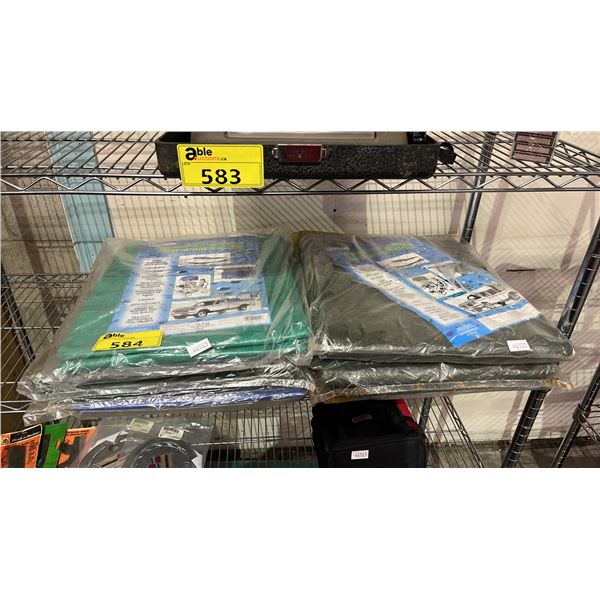 SHELF OF ASSORTED TARPS