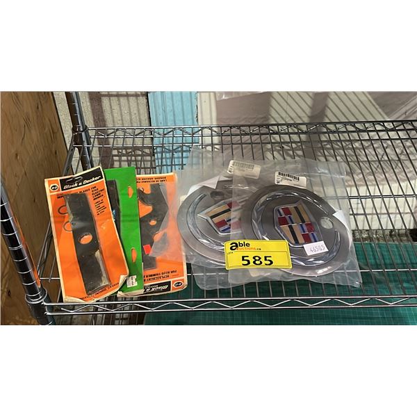 JOBMATE TOOL BAG, CADILLAC WHEEL COVERS & REPLACEMENT BLADES FOR LAWN MOWERS