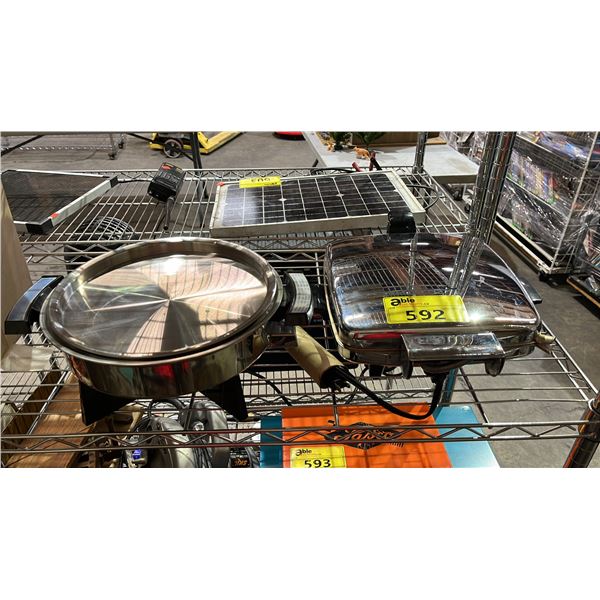 TWO STAINLESS STEEL ELECTRIC COOKERS *ONE POWER CORD MISSING*