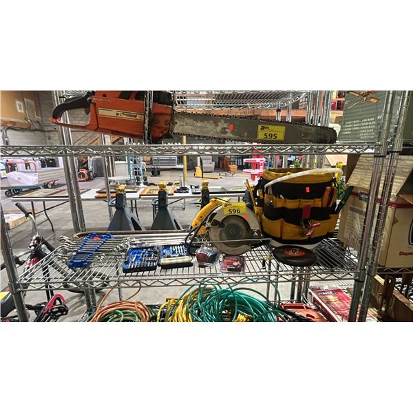 ELECTRIC CIRCULAR SAW, TOOL BAG, WRENCHES, DRILL BITS & MORE