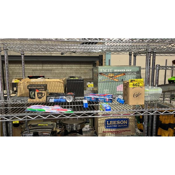 SHELF OF MUGS, TOOTHPASTE & TOOTHBRUSHES