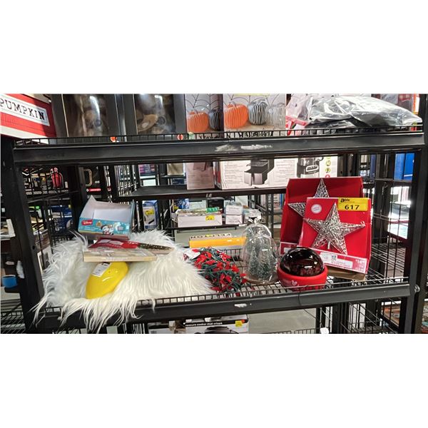 SHELF OF ASSORTED CHRISTMAS DECORATIONS