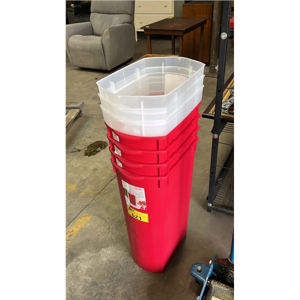 STACK OF PLASTIC BINS