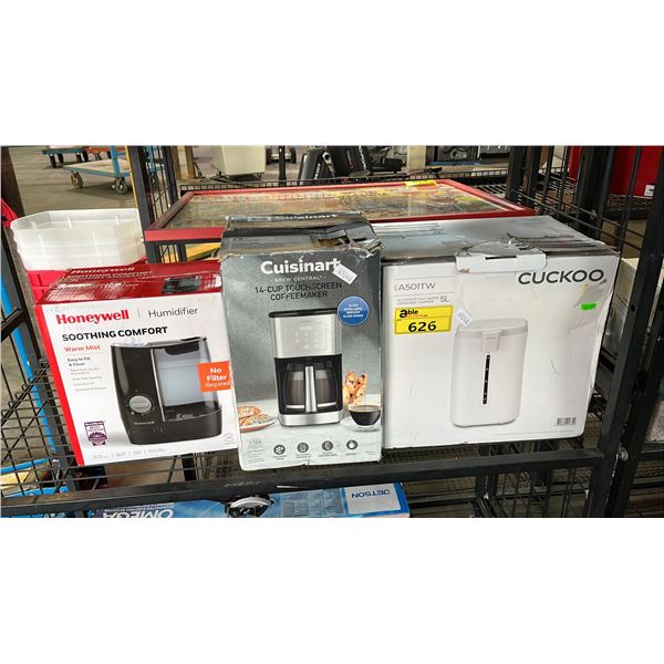 WARM MIST HUMIDIFIER, CUISINART 14 CUP COFFEE MAKER & 5L AUTOMATIC HOT WATER DISPENSER *WORKING