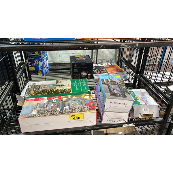 SHELF OF ASSORTED CHRISTMAS DECORATIONS