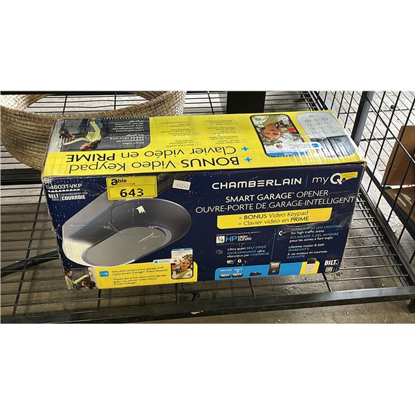 CHAMBERLAIN SMART GARAGE OPENER *WORKING CONDITION UNKNOWN/ MAY BE MISSING PARTS & OR PIECES*