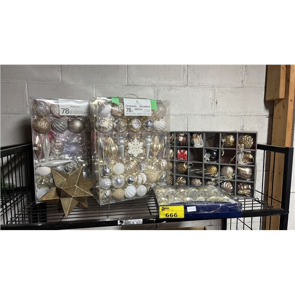 SHELF OF ASSORTED CHRISTMAS DECORATIONS