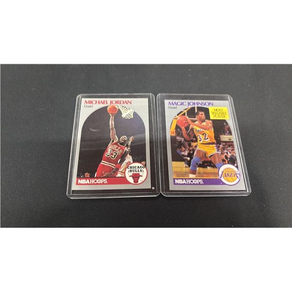1990 NBA HOOPS #65 MICHAEL JORDAN & 1990 NBA HOOPS #157 MAGIC JOHNSON BASKETBALL CARDS