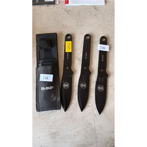 SET OF (3) KA-BAR THROWING KNIVES WITH SHEATH