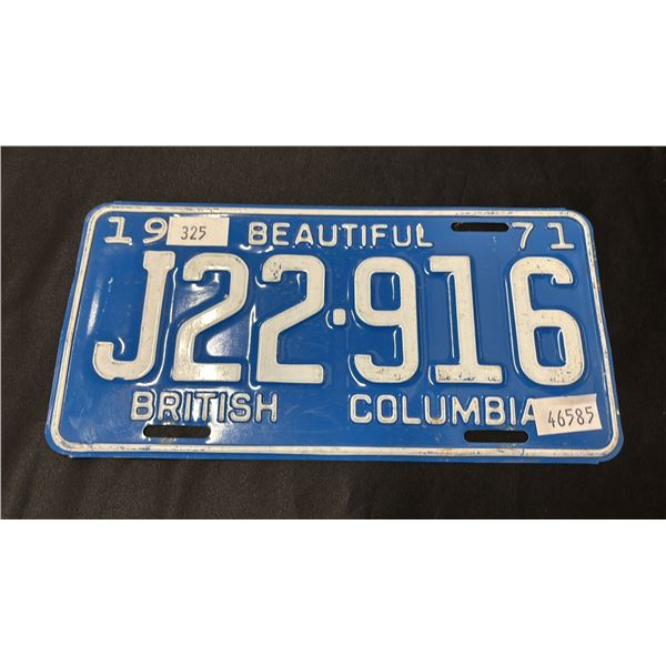 1971 BRITISH COLUMBIA LICENSE PLATES