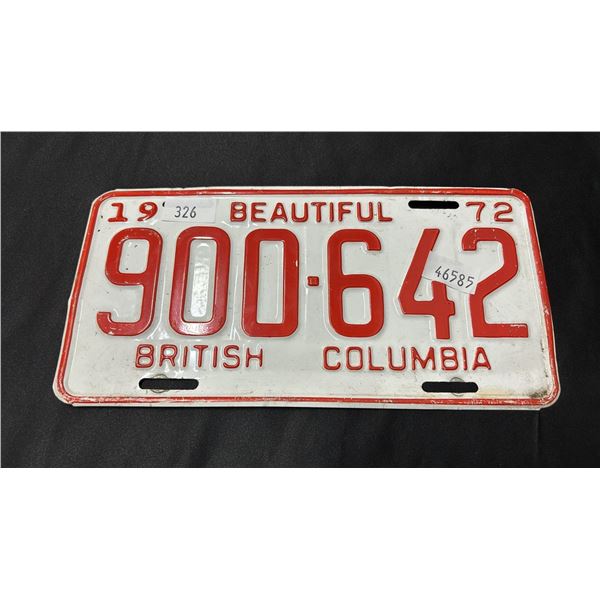 1972 BRITISH COLUMBIA LICENSE PLATES