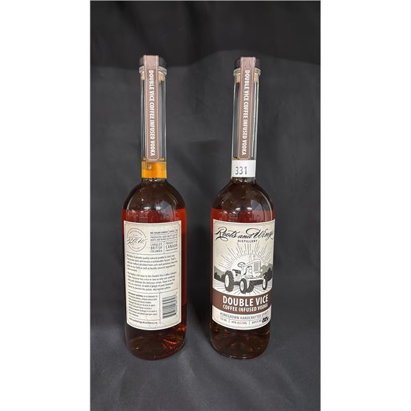 2 - 750ML BOTTLES OF ROOTS AND WINGS DISTILLERY DOUBLE VICE COFFEE INFUSED VODKA