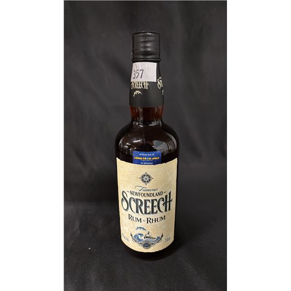1 - 750ML BOTTLE OF FAMOUS NEWFOUNDLAND SCREECH RUM