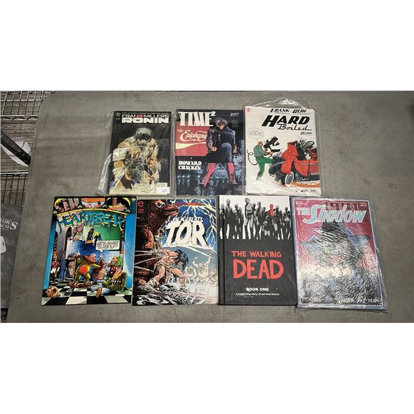 ASSORTED COMIC BOOKS INCLUDING; RONIN, HARD BOILED, THE WALKING DEAD & MORE