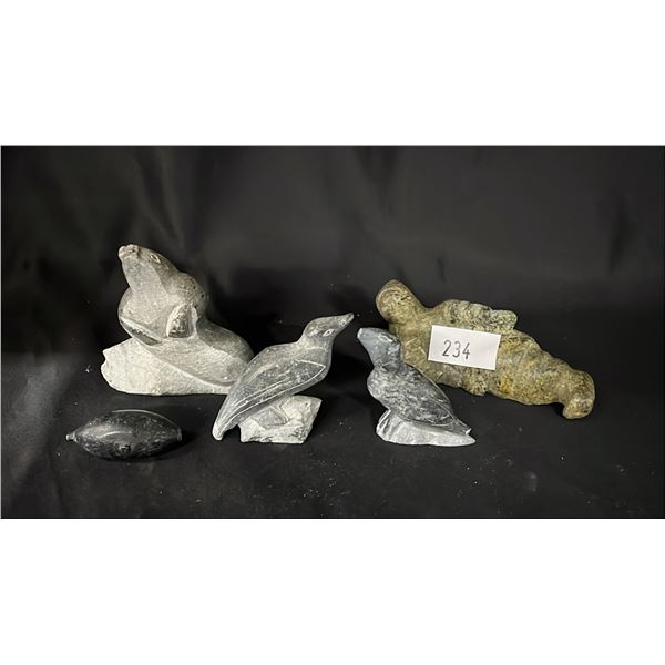 (5) INUIT SOAPSTONE CARVINGS