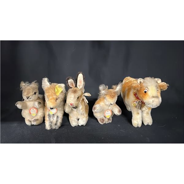 (5) ASSORTED STEIFF STUFFED ANIMALS