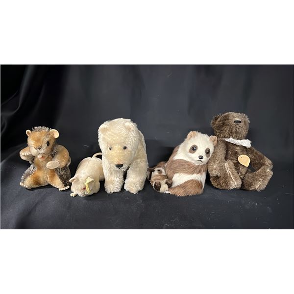 (5) ASSORTED STEIFF STUFFED ANIMALS