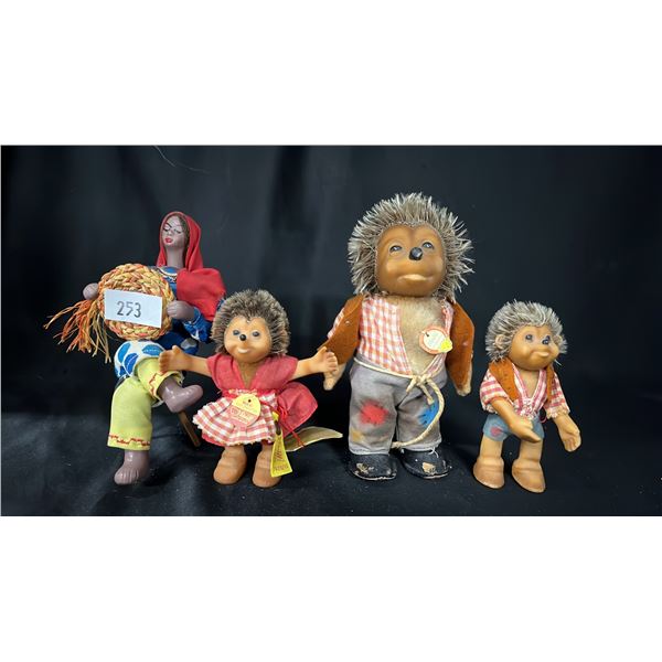 (3) STEIFF STUFFED BEARS & TRADITIONAL MEXICAN FIGURINE