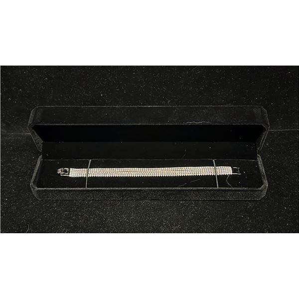 NEW PLATINUM PLATED 2.0 MM MULTI-STRAND SIMULATED DIAMOND (CZ) BRACELET