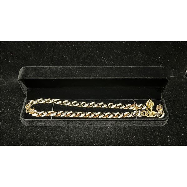 NEW 14K GOLD PLATED 10 MM ICED OUT CUBAN LINK NECKLACE - ADJUSTABLE 18" - 19" LONG