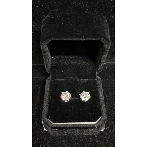 NEW .925 SILVER 2CT EACH SIMULATED DIAMOND (CZ) STUD EARRINGS