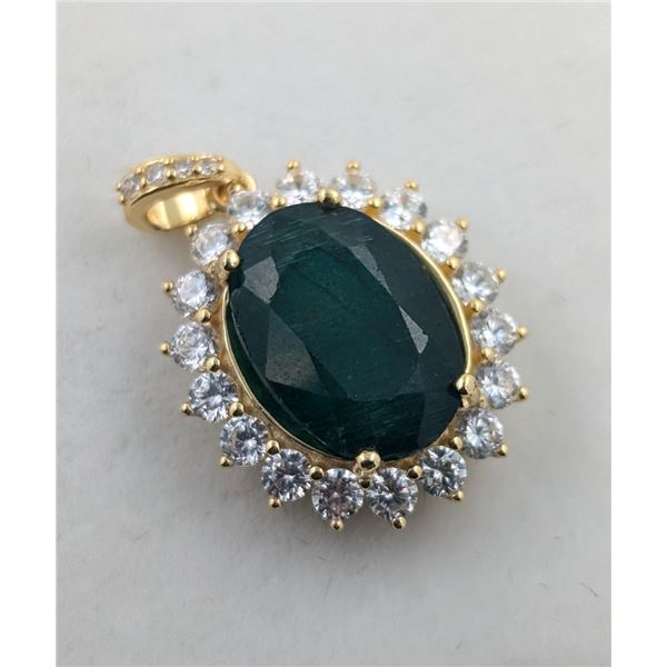 2.6 CT CERTIFIED SILVER EMERALD GEMSTONE PENDANT ($4,445 APPRAISAL, APPRAISAL NOT GUARANTEED)
