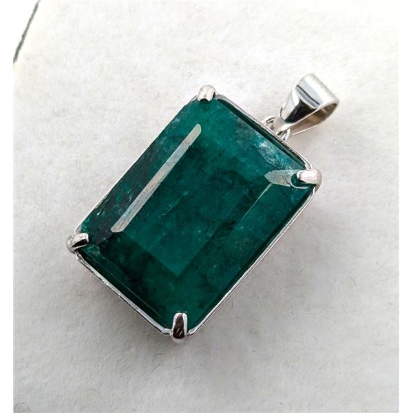 3.3 CT CERTIFIED SILVER EMERALD GEMSTONE PENDANT ($10,250 APPRAISAL, APPRAISAL NOT GUARANTEED)