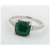 Image 1 : 2.1 CT CERTIFIED SILVER EMERALD GEMSTONE RING ($3,920 APPRAISAL, APPRAISAL NOT GUARANTEED)